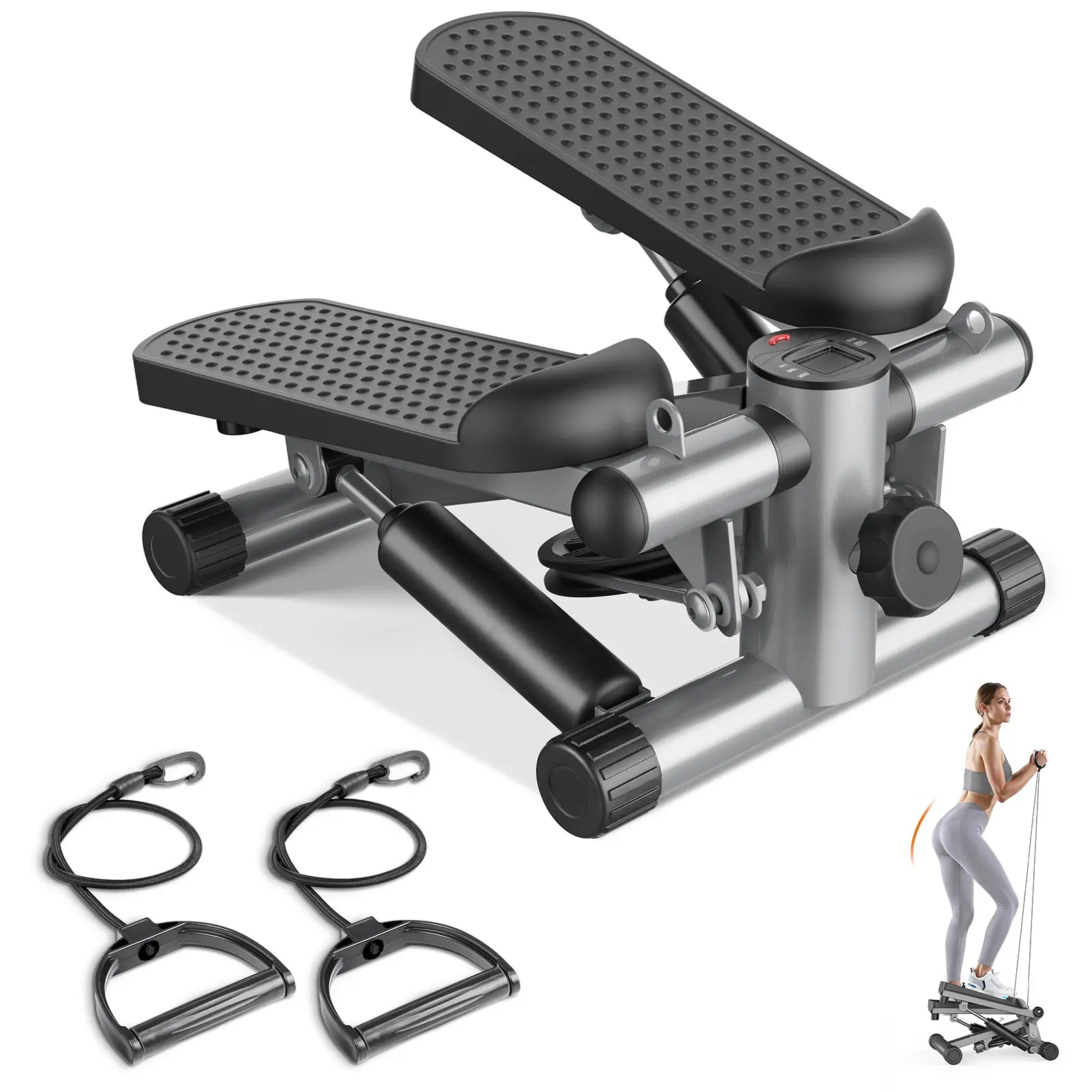 Mini Twist Stepper with Resistance Bands – Compact Home Workout Stepper, Adjustable Pedal Exercise Machine for Home, Office & Small Spaces